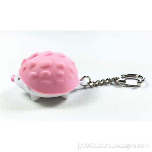 new cute designs animals shaped plastic hedgehog LED keychain